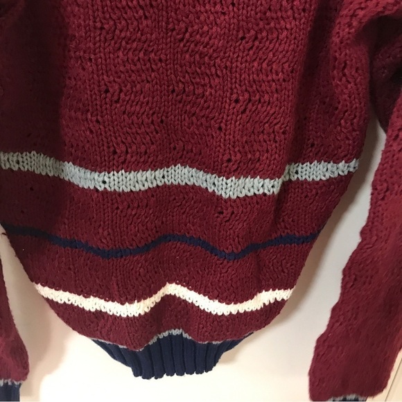 Vintage Wayne Scott maroon and blue knit V-neck sweater - Picture 11 of 14